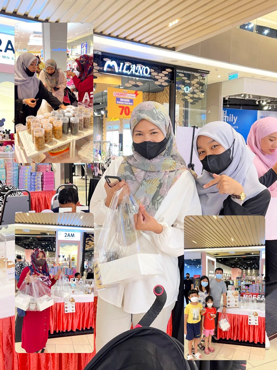 Happy customers at the Moffa booth in a JB mall